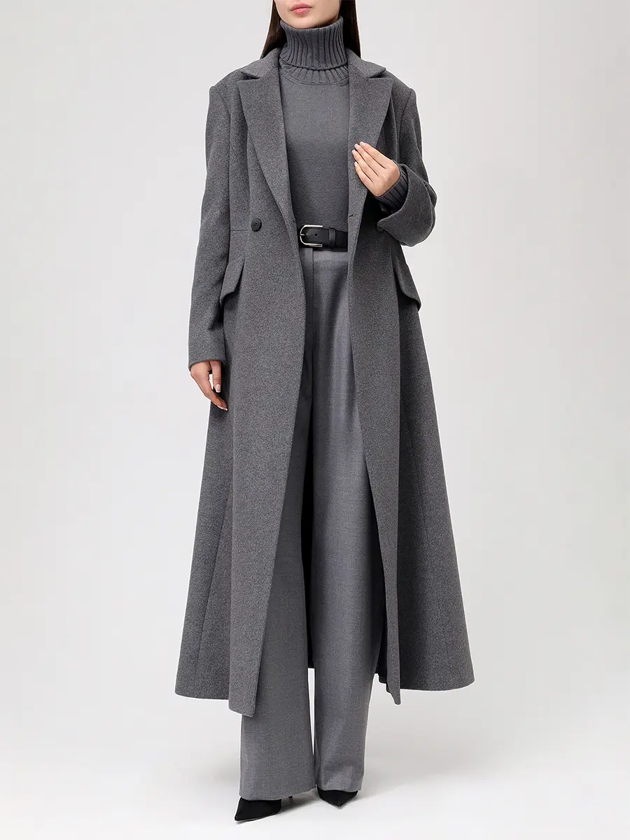 Пальто из кашемира и шерсти ELISABETTA 74-66 321/10-46 Серый  Фото 2
