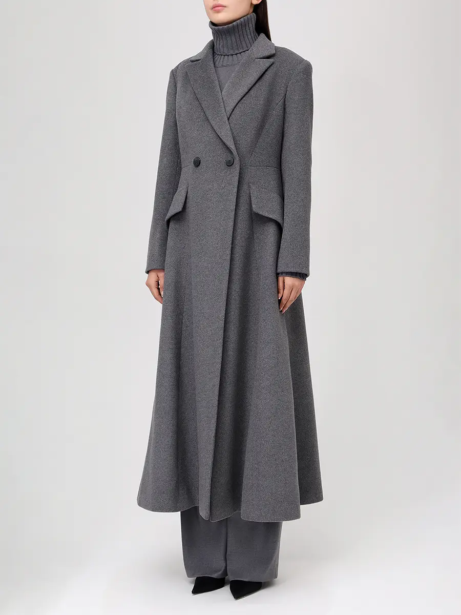 Пальто из кашемира и шерсти ELISABETTA 74-66 321/10-46 Серый  Фото 4