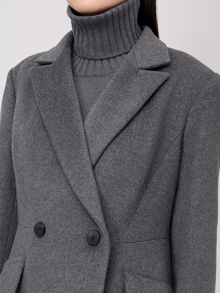 Пальто из кашемира и шерсти ELISABETTA 74-66 321/10-46 Серый  Фото 5