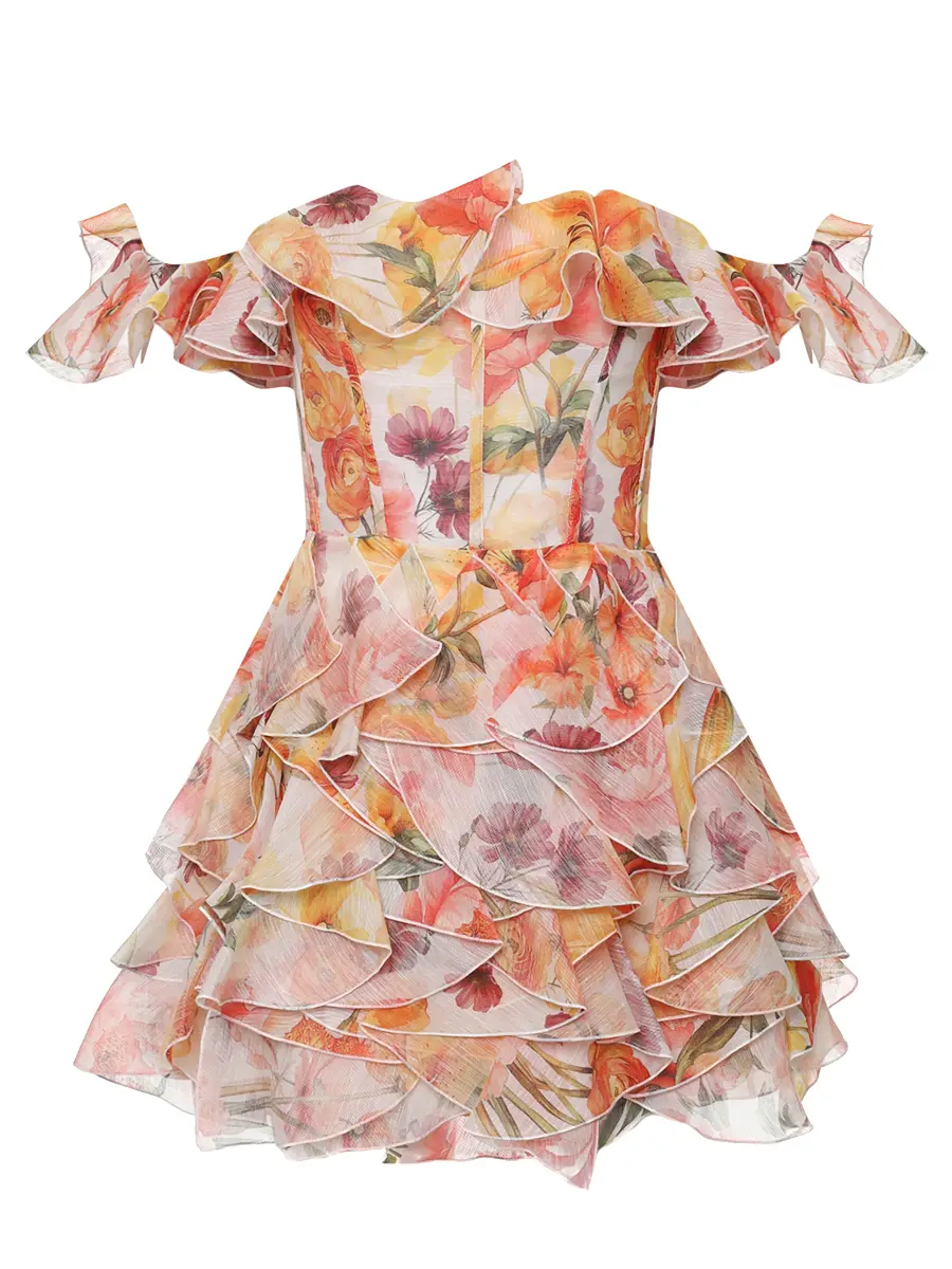 

Платье из шелка и льна Viola, Цветочный принт, VIOLA Персиковые Лилии