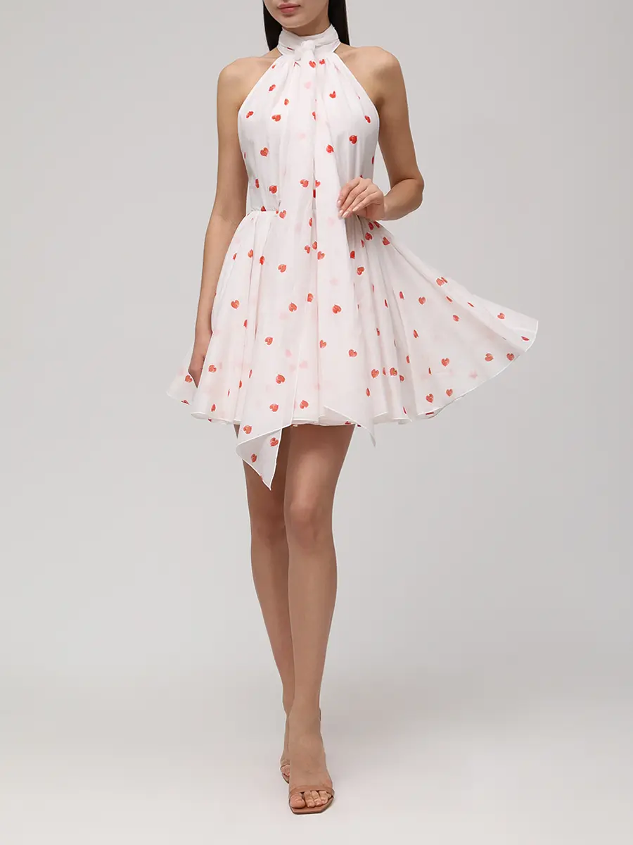 Платье из шелка и хлопка Chinensis YVON CHINENSIS Принт Антуриум Белый  Фото 2