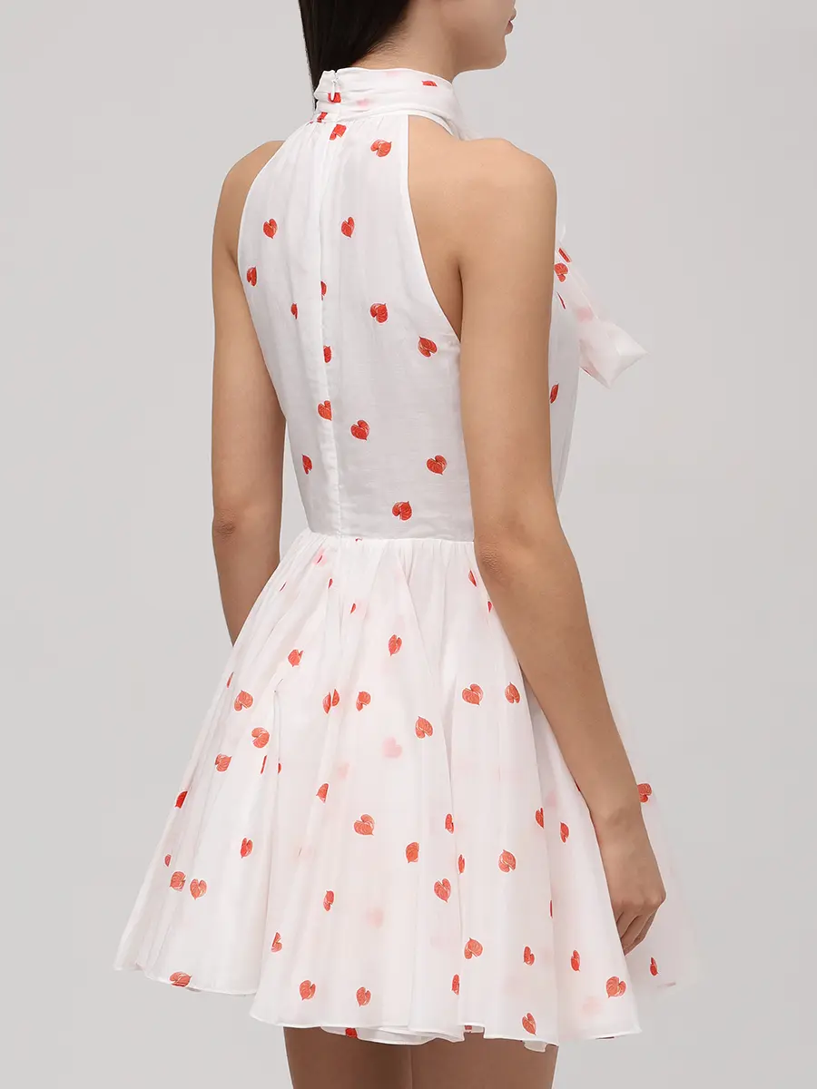 Платье из шелка и хлопка Chinensis YVON CHINENSIS Принт Антуриум Белый  Фото 3