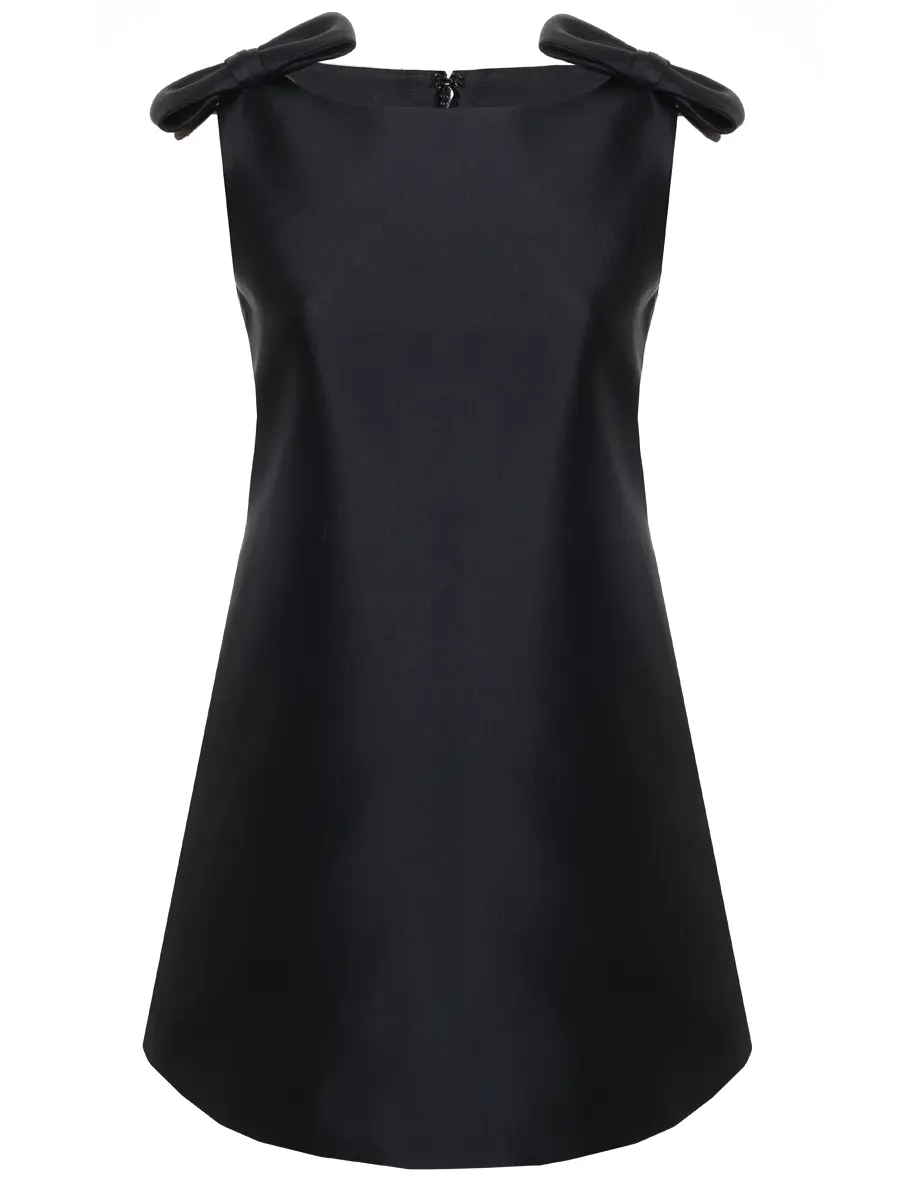 

Платье из шелка и шерсти, Черный, KHK-DS022-BK