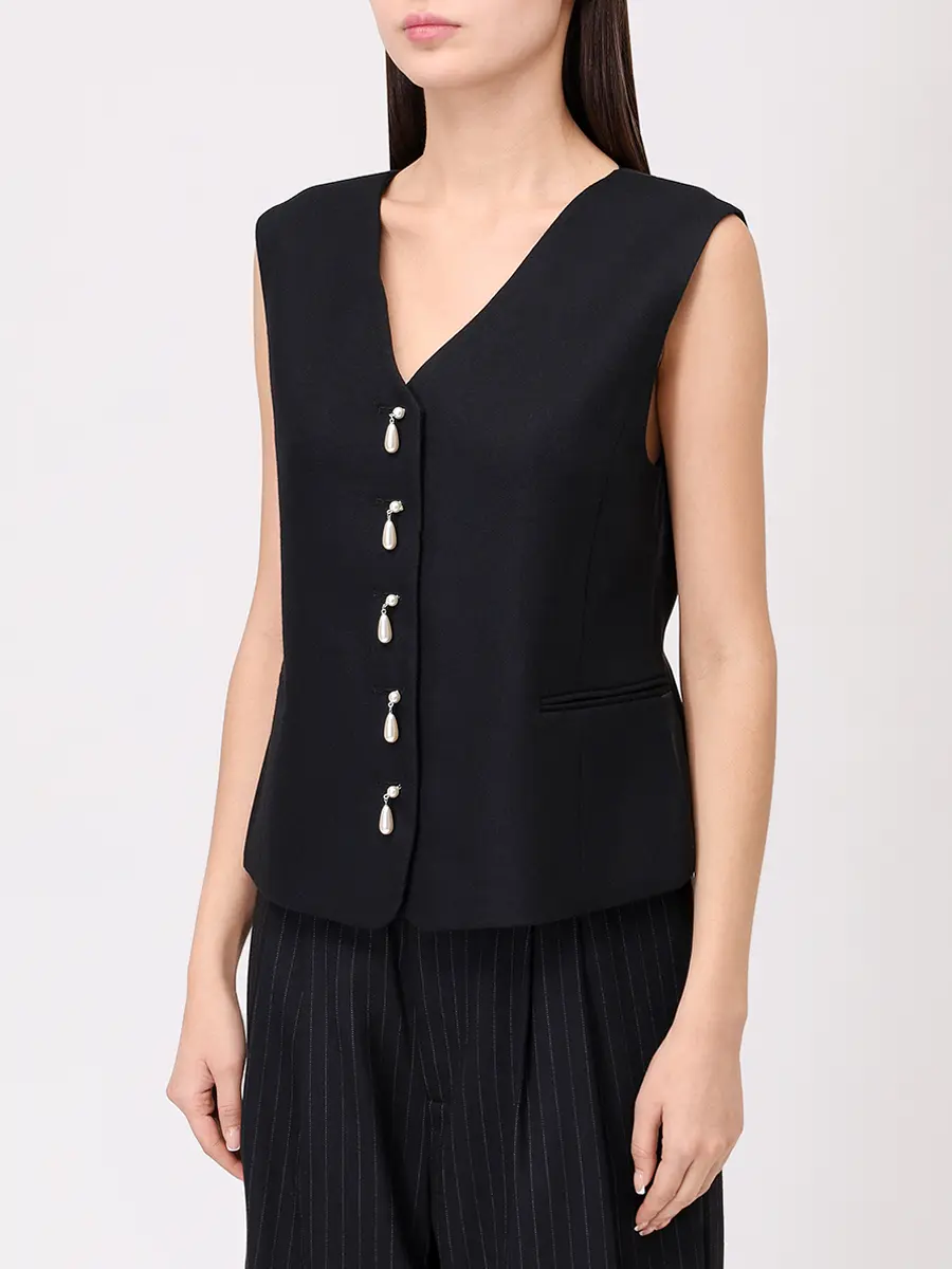 Жилет шерстяной KIMHEKIM ZF3VT02BK Черный  Фото 4