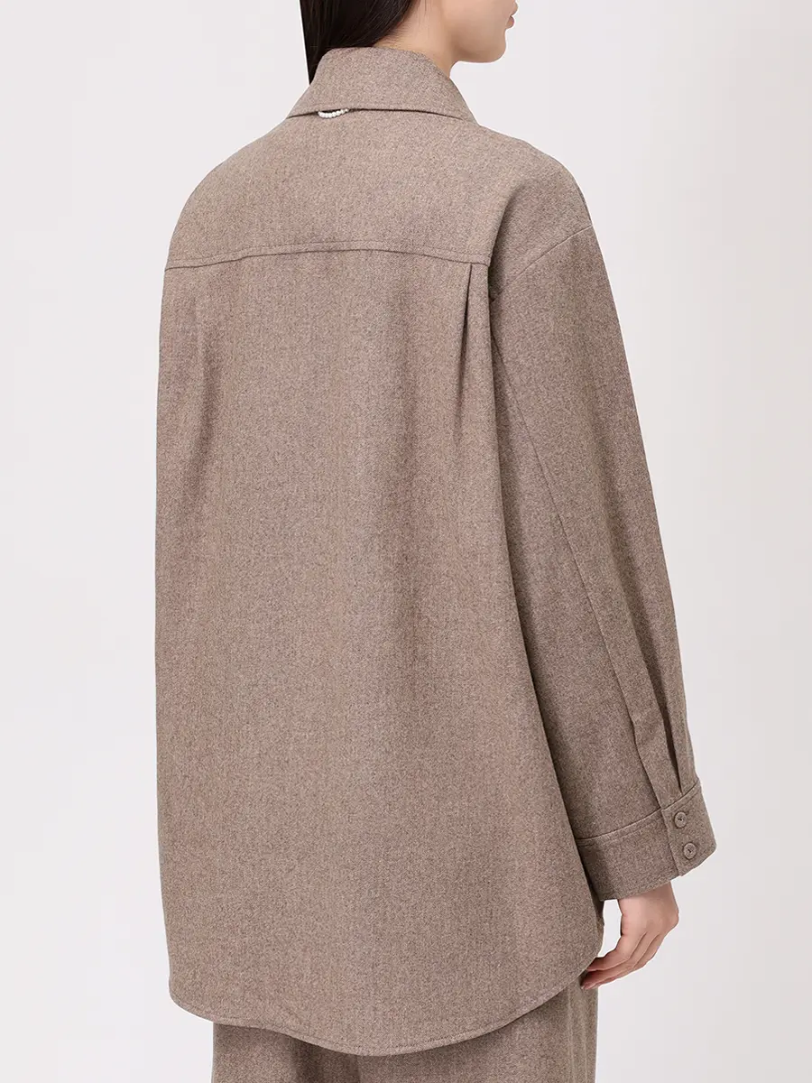 Рубашка шерстяная KIMHEKIM ZF3SH02BE Бежевый  Фото 3