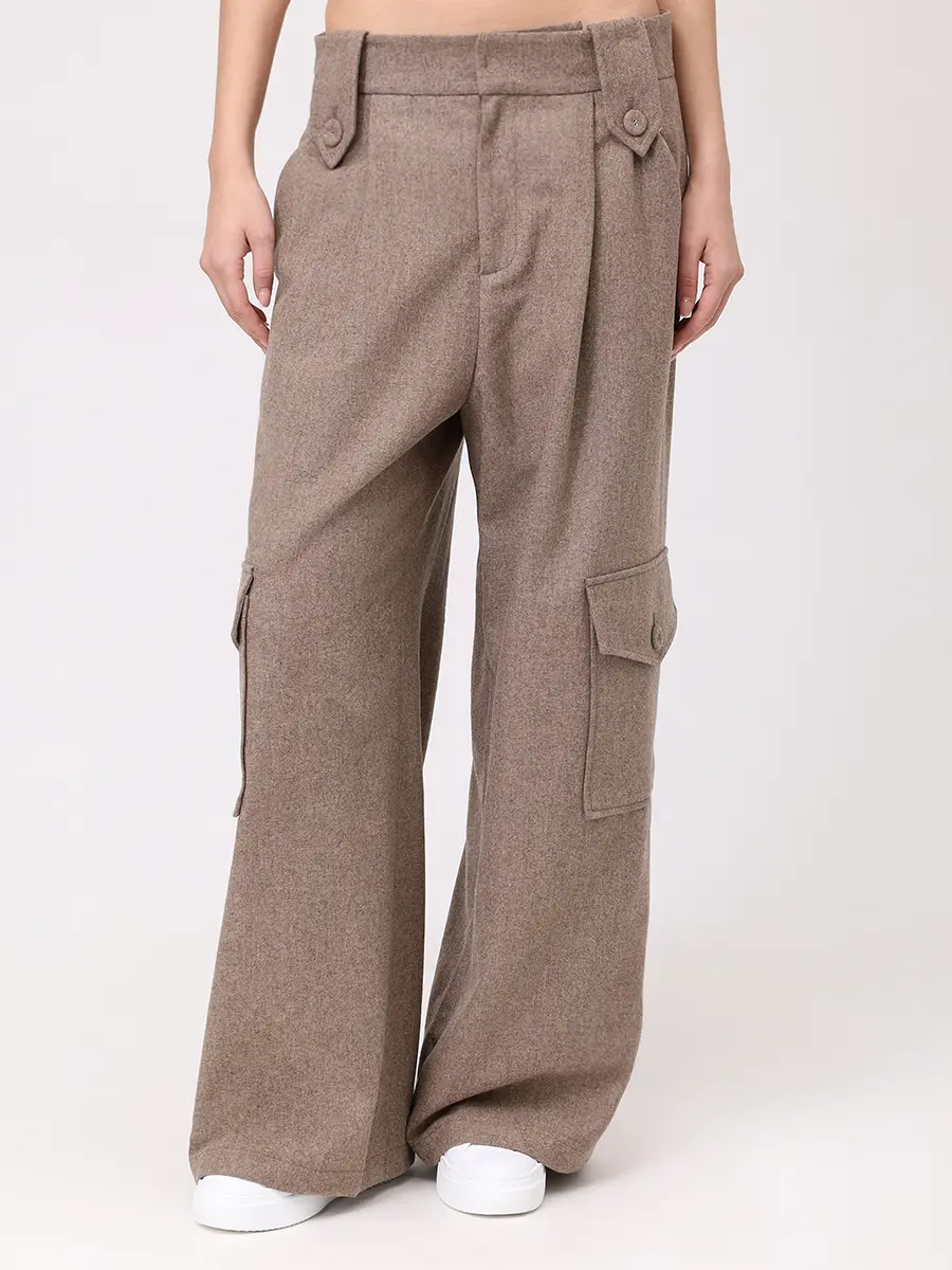 Брюки-карго шерстяные KIMHEKIM ZF3PT04BE Бежевый  Фото 4