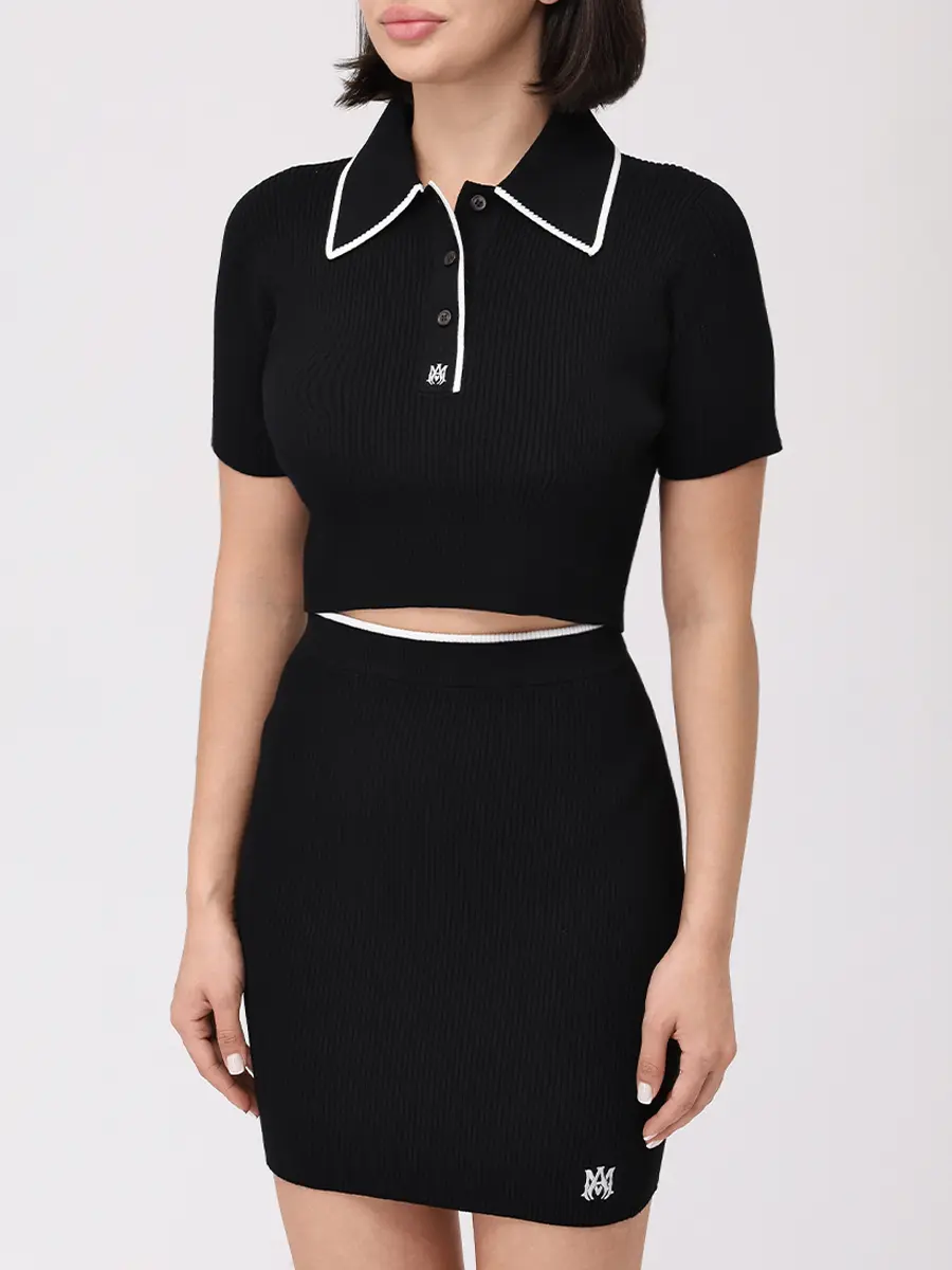 Поло из вискозы AMIRI AWKNPO1028 Черный  Фото 4