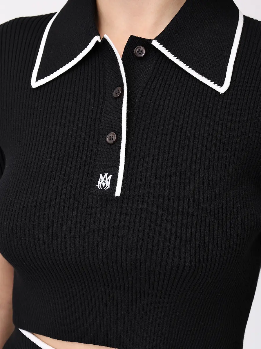 Поло из вискозы AMIRI AWKNPO1028 Черный  Фото 5