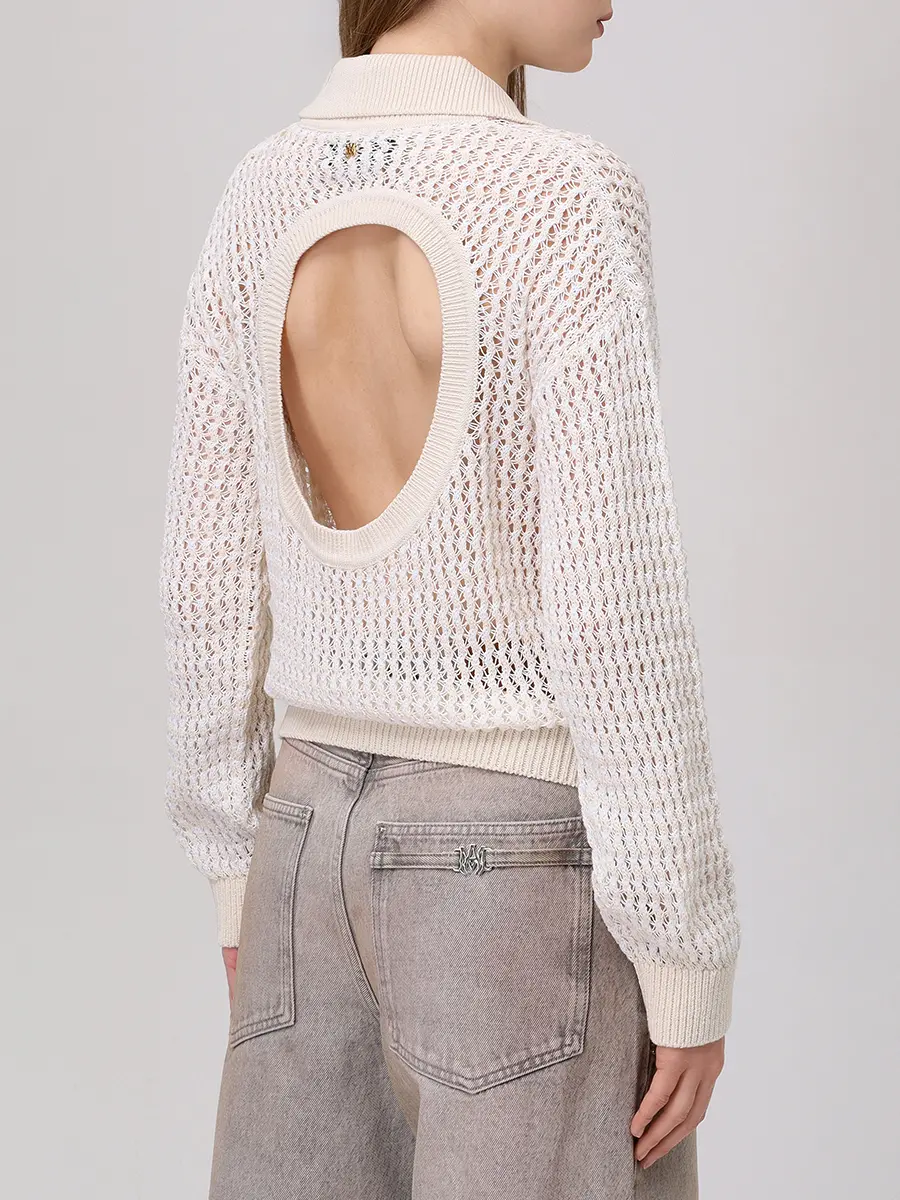 Поло хлопковое AMIRI AWKNPO1026 Бежевый  Фото 3