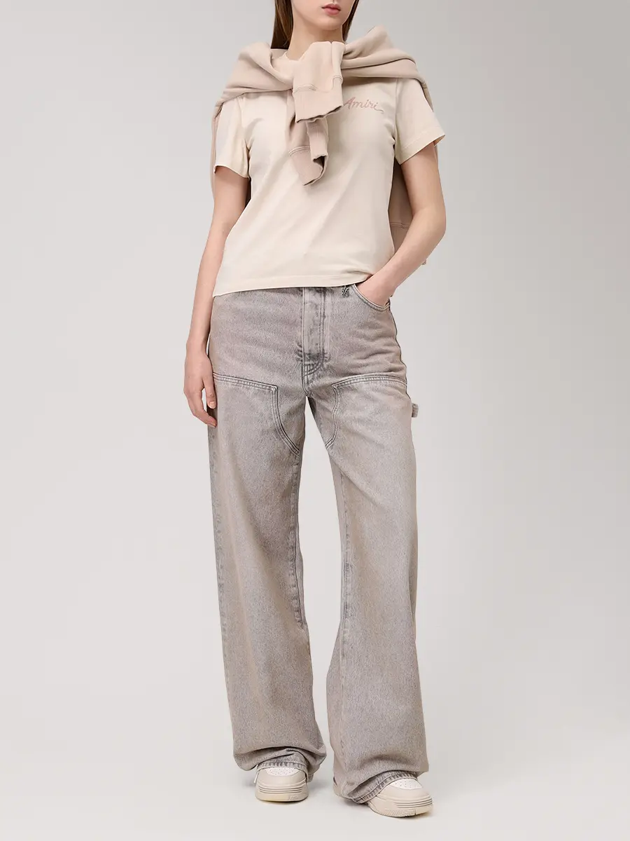 Футболка хлопковая AMIRI AWJYTE1061 Бежевый  Фото 2