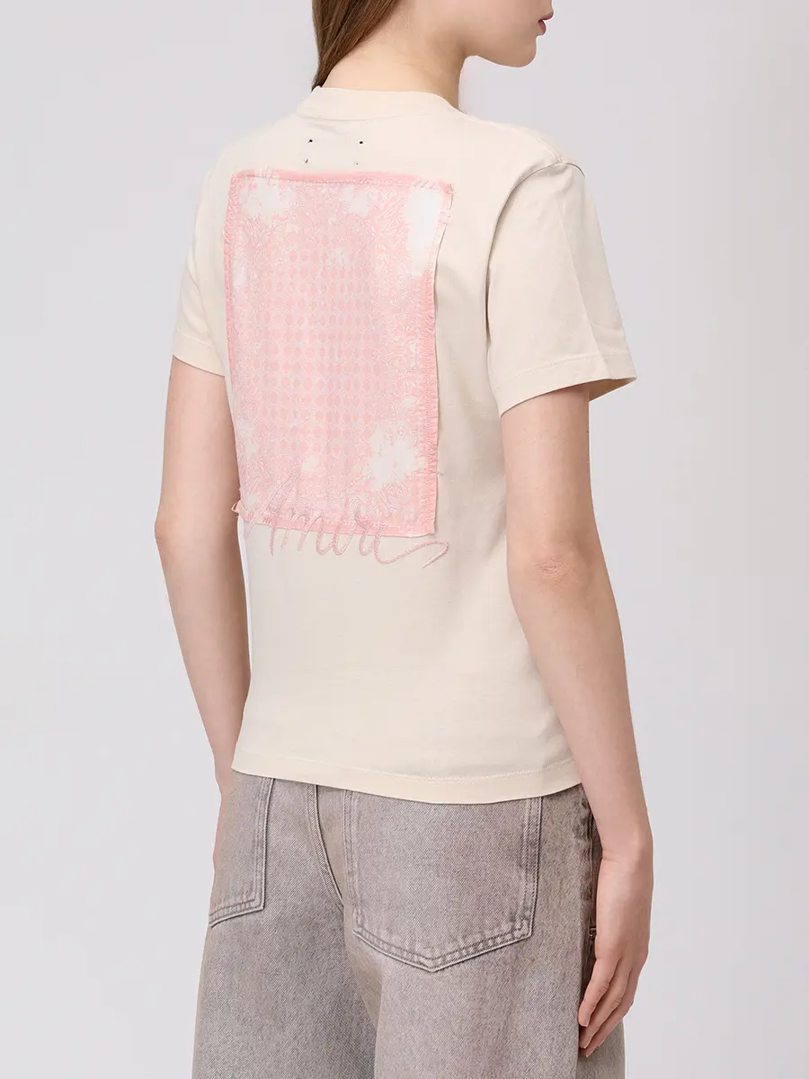 Футболка хлопковая AMIRI AWJYTE1061 Бежевый  Фото 3