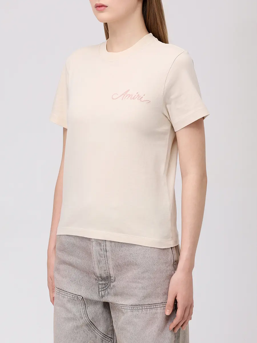 Футболка хлопковая AMIRI AWJYTE1061 Бежевый  Фото 4