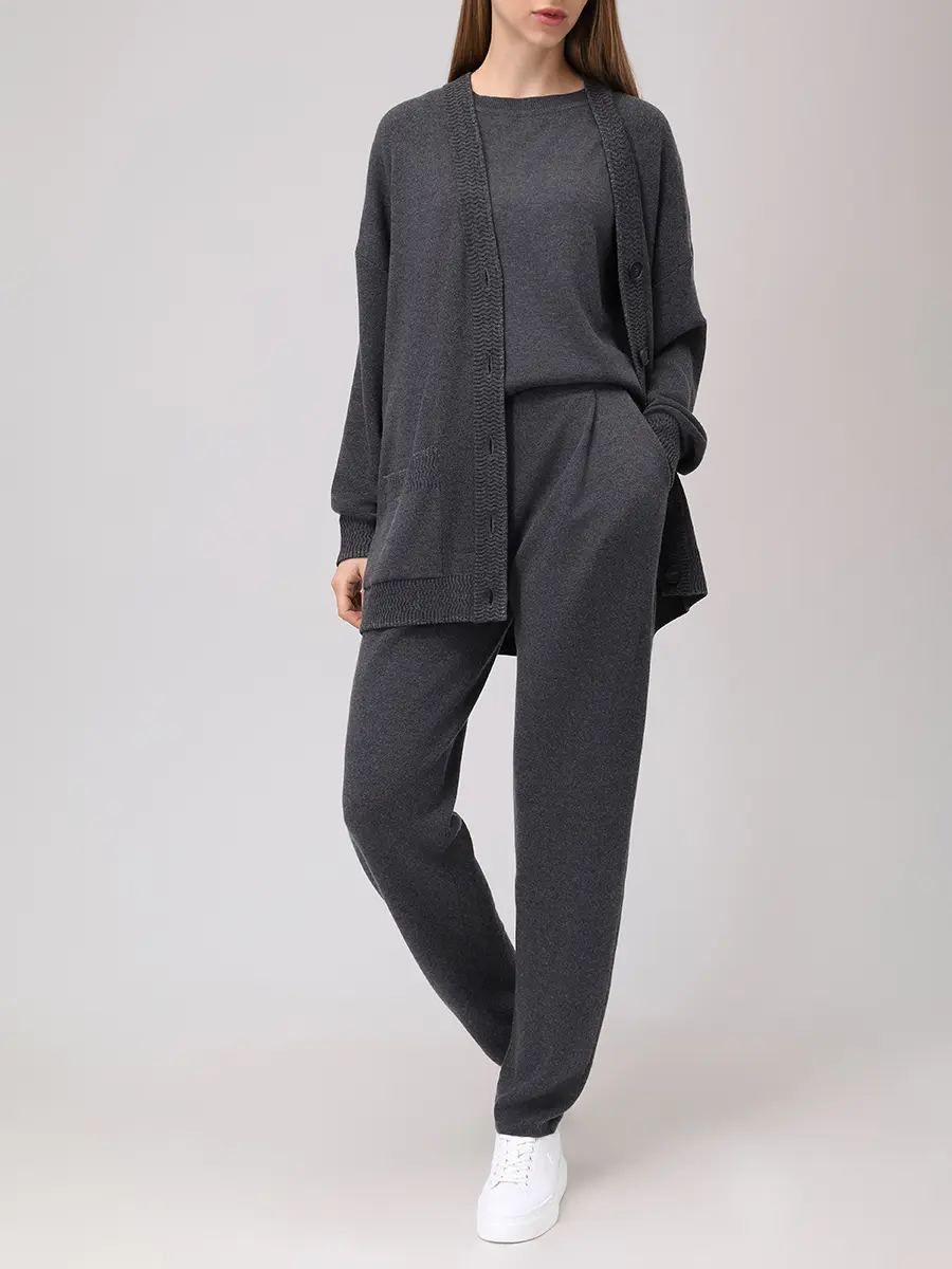 Костюм из шелка и кашемира FREE AGE W26.CR099.6039/PT122.6030.991 Серый  Фото 2