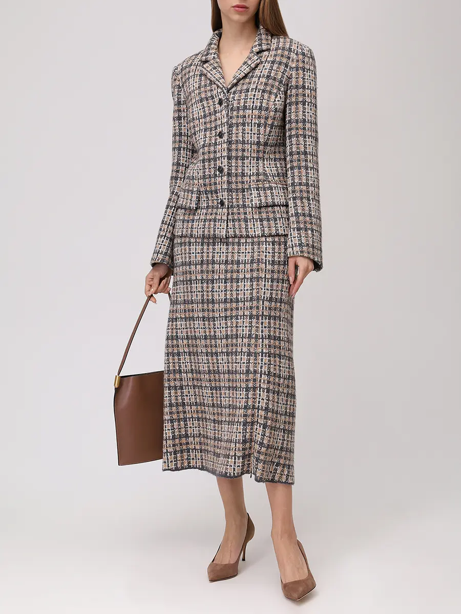 Костюм из шерсти и кашемира FREE AGE W26.JK143M/SK114M.2030.991 Клетка  Фото 2