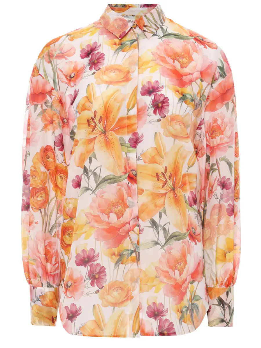 

Блуза из хлопка и шелка Calla Blouse, Оранжевый, CALLA BLOUSE