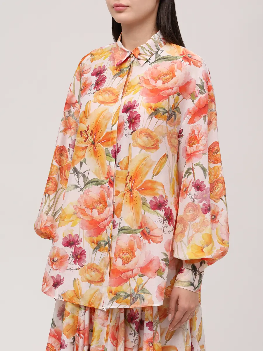 

Блуза из хлопка и шелка Calla Blouse, Оранжевый, CALLA BLOUSE