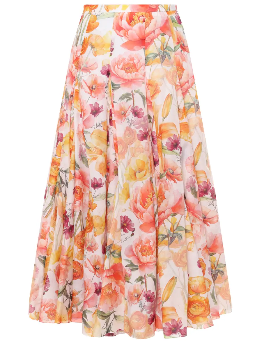 

Юбка из хлопка и шелка Magnolia, Оранжевый, MAGNOLIA SKIRT