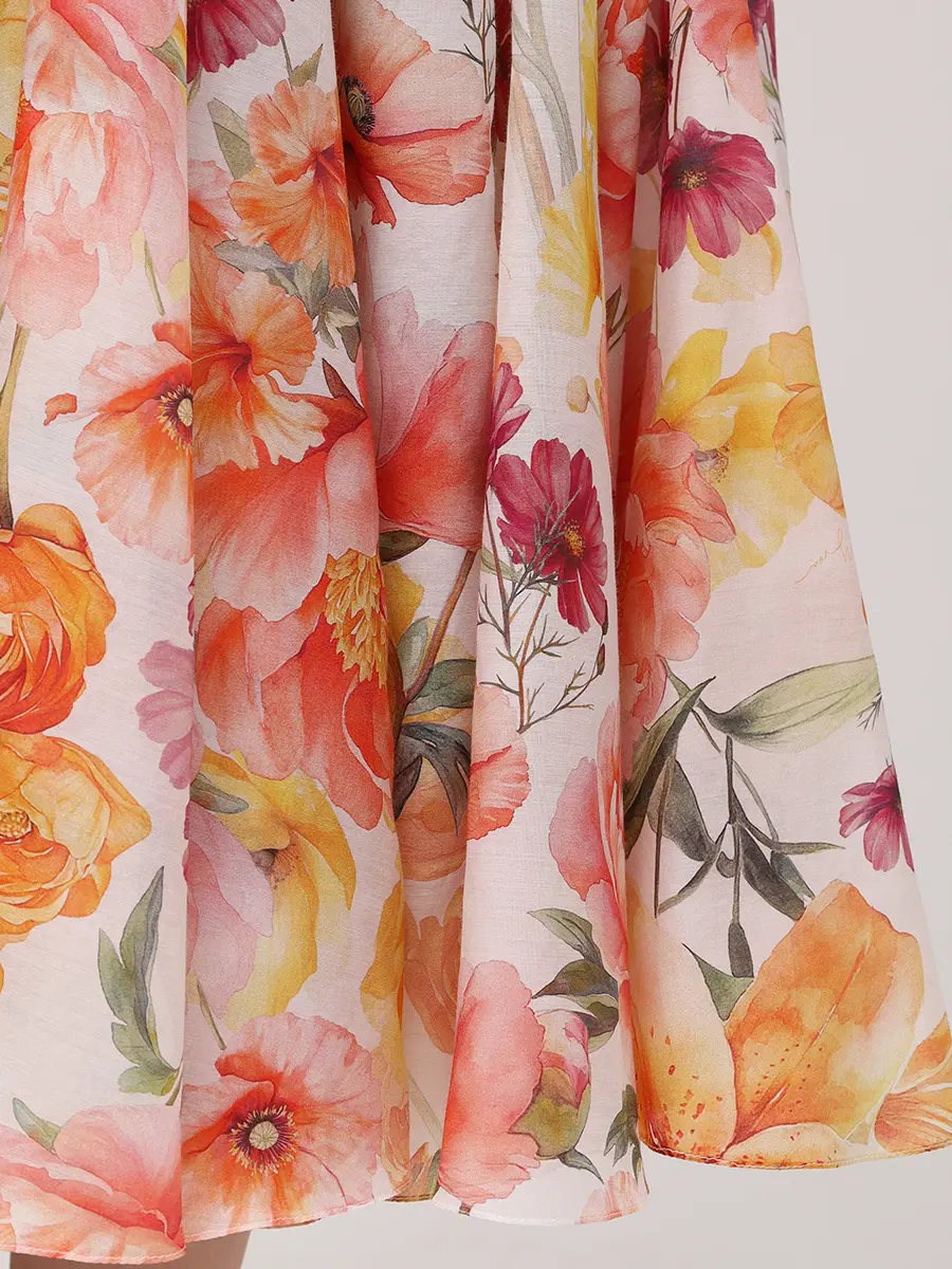 Юбка из хлопка и шелка Magnolia YVON MAGNOLIA SKIRT Оранжевый  Фото 5