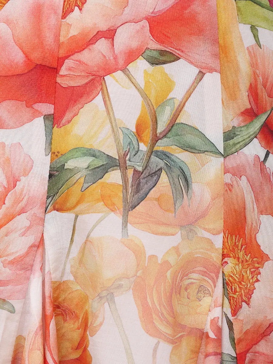 Юбка из хлопка и шелка Magnolia YVON MAGNOLIA SKIRT Оранжевый  Фото 6