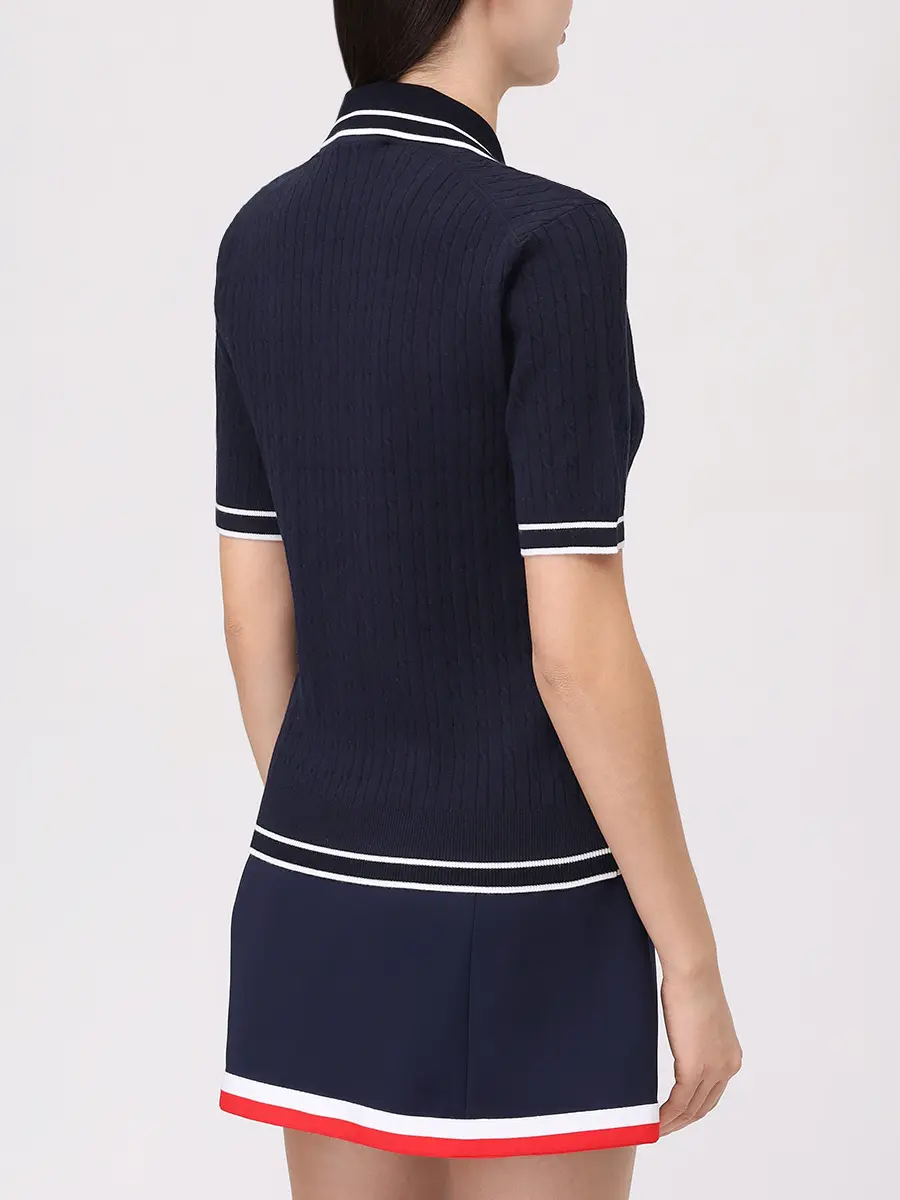 Поло из вискозы SPORTY & RICH TO068621302BL107/3907 Синий  Фото 3