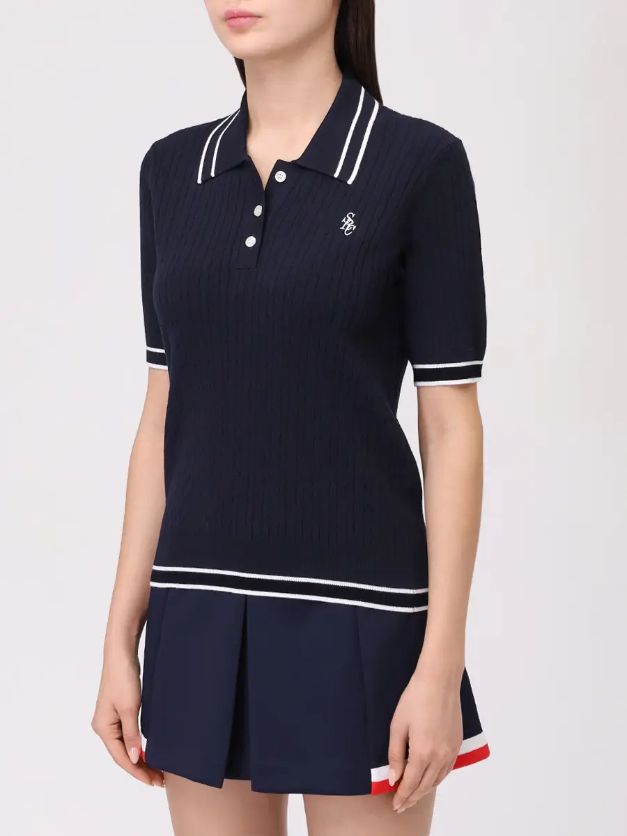 Поло из вискозы SPORTY & RICH TO068621302BL107/3907 Синий  Фото 4