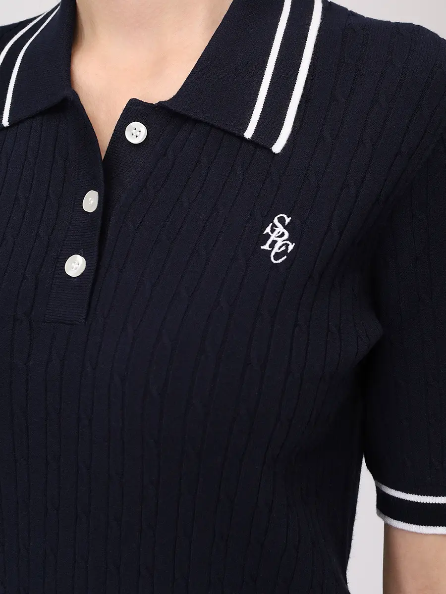 Поло из вискозы SPORTY & RICH TO068621302BL107/3907 Синий  Фото 5