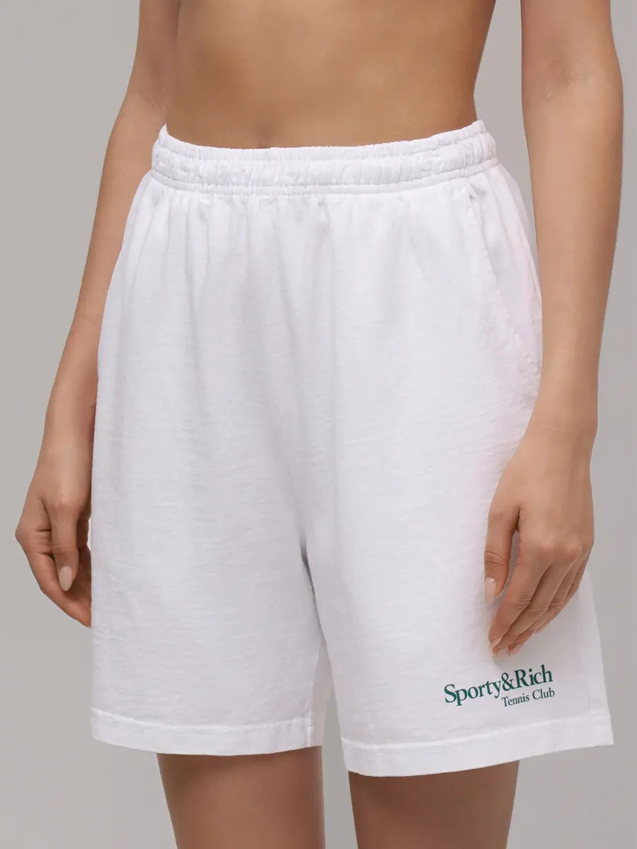 Шорты хлопковые SPORTY & RICH SH039621425WH01/48 Белый  Фото 4