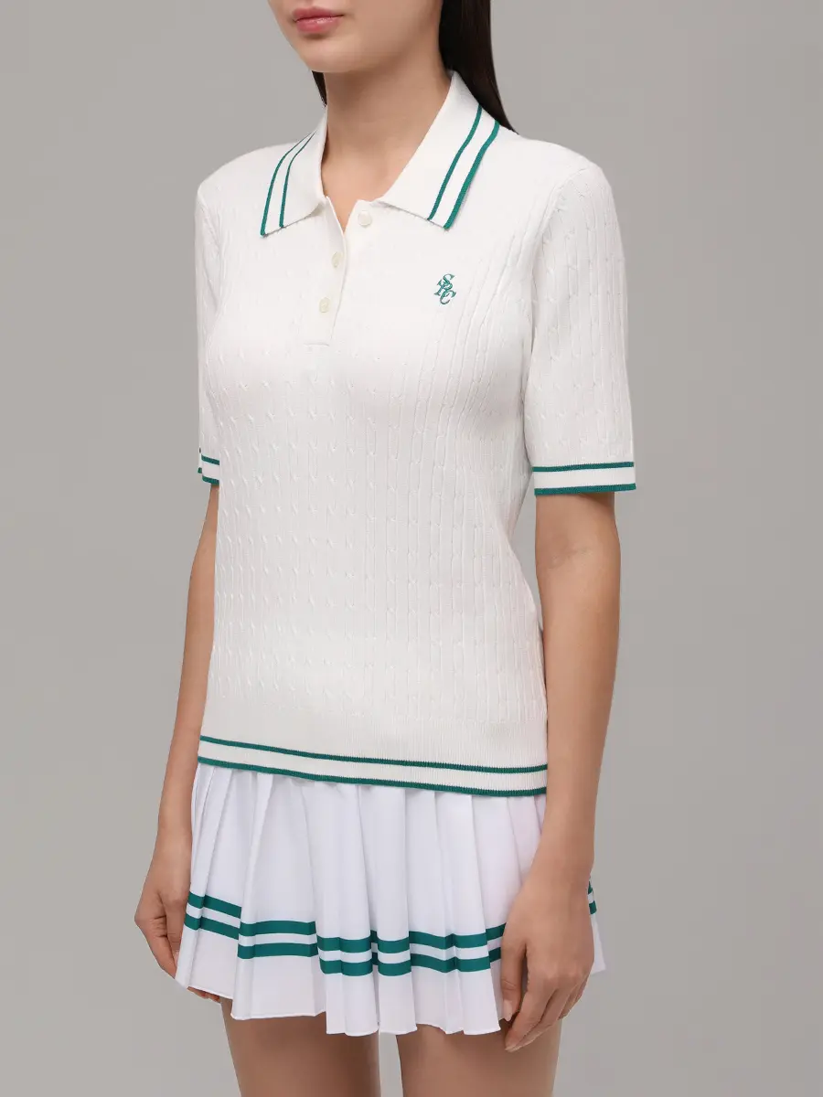 Поло из вискозы SPORTY & RICH TO068621302WH27/3876 Белый  Фото 4