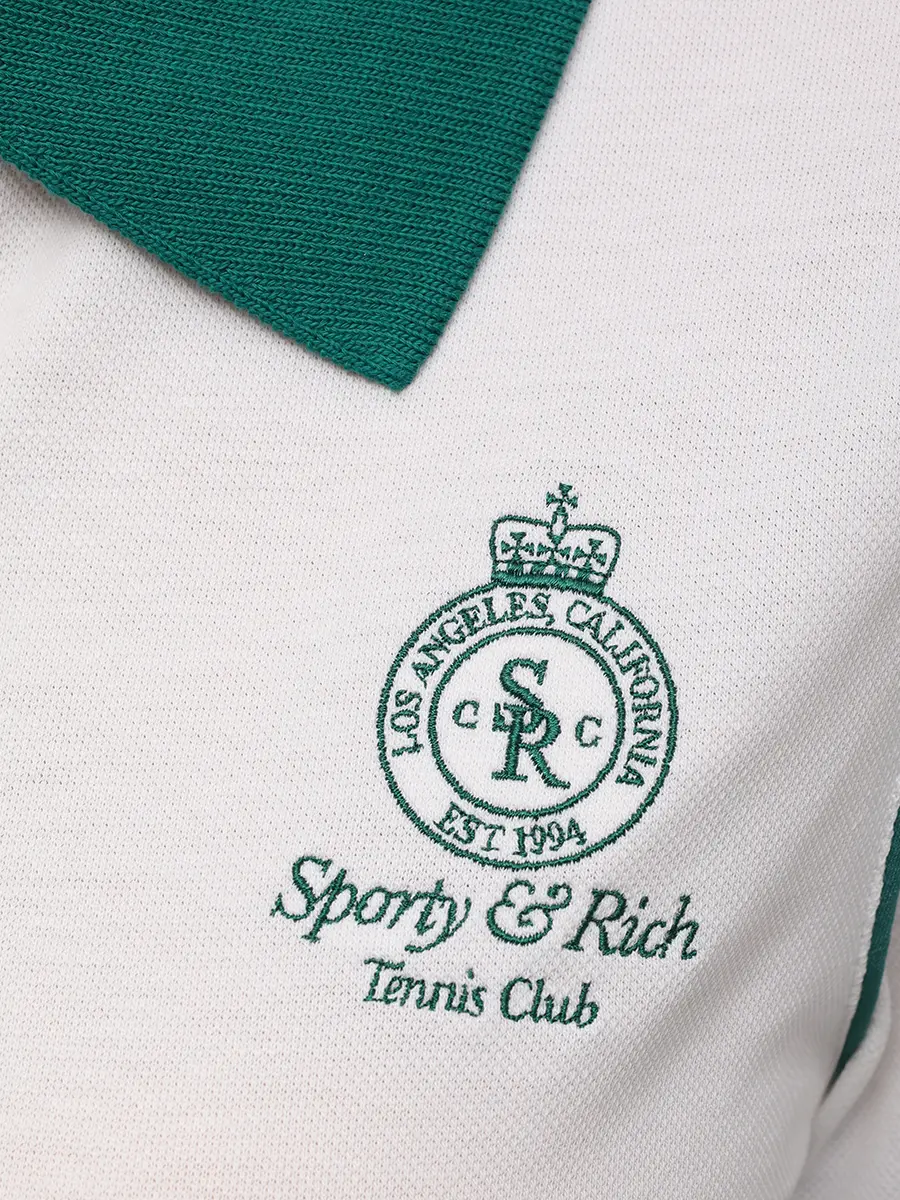 Поло хлопковое SPORTY & RICH TO057621304WH27/3876 Белый  Фото 6