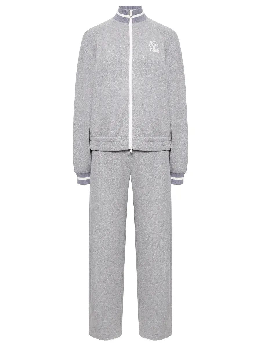 Костюм из вискозы и хлопка BRUNELLO CUCINELLI MP930SN906/MP930SN999 C4527 Серебряный 