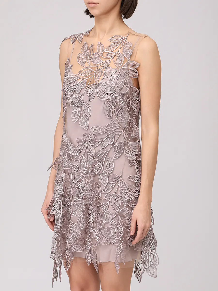 Платье с кружевом ALBERTA FERRETTI 251M 0474-0139 0081+ Бежевый  Фото 4