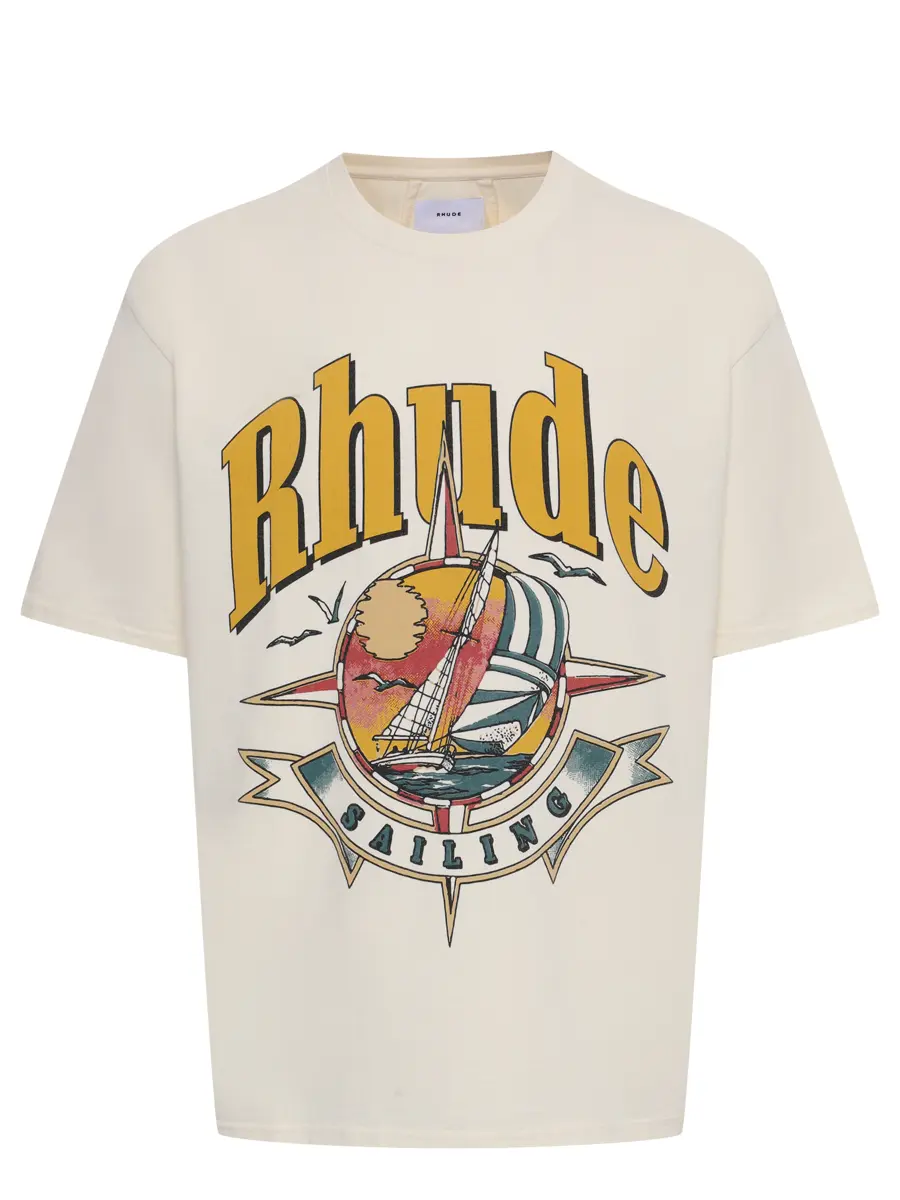 Футболка хлопковая RHUDE RHSS25TT01012 Кремовый 