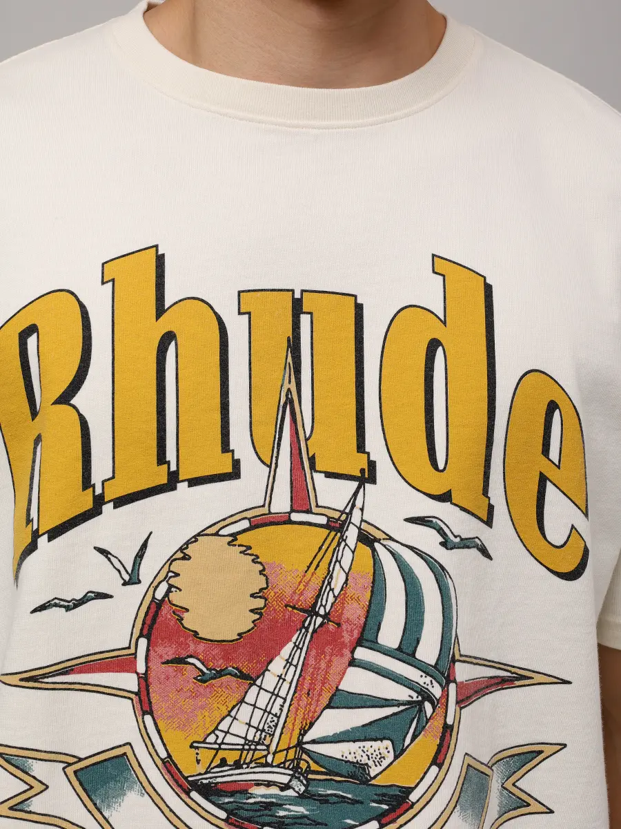 Футболка хлопковая RHUDE RHSS25TT01012 Кремовый  Фото 5