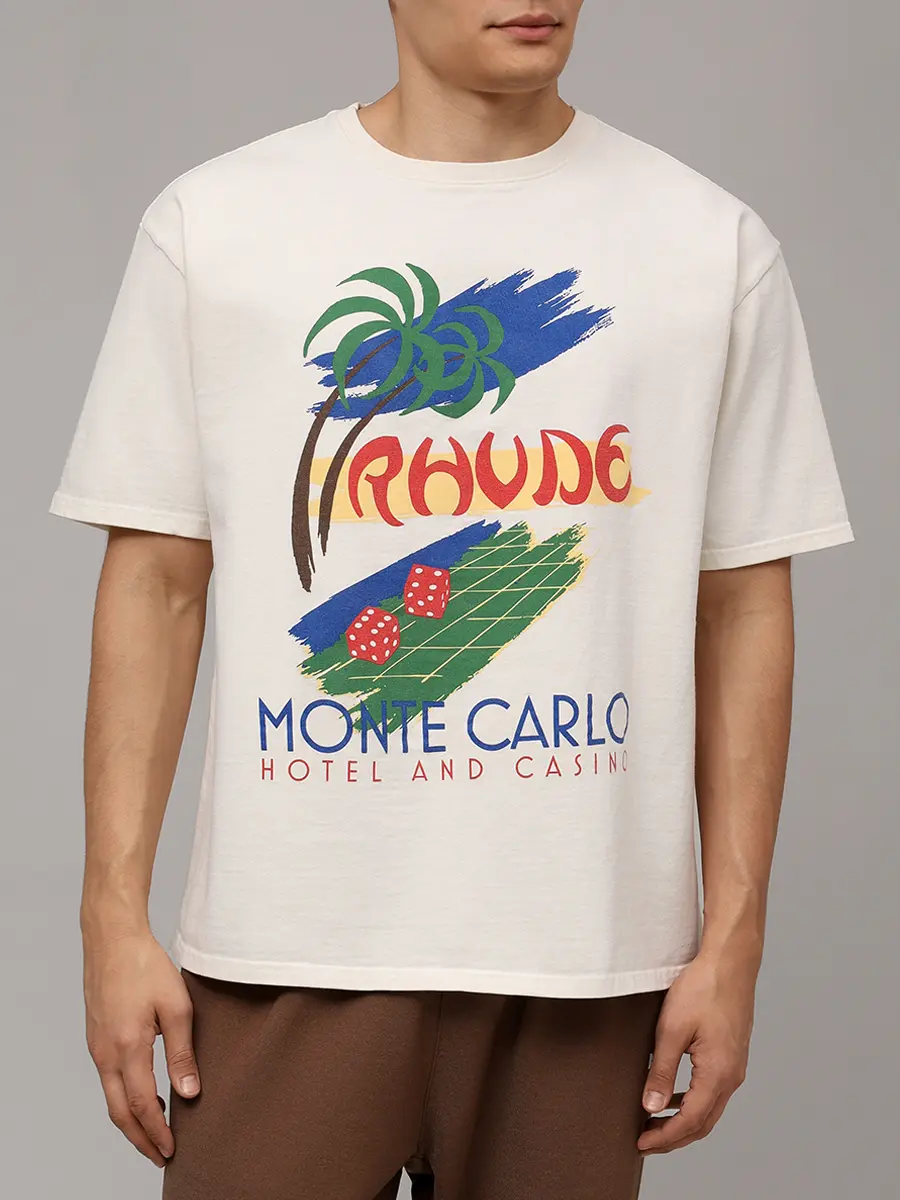 Футболка хлопковая RHUDE RHSS25TT02012 Кремовый  Фото 4