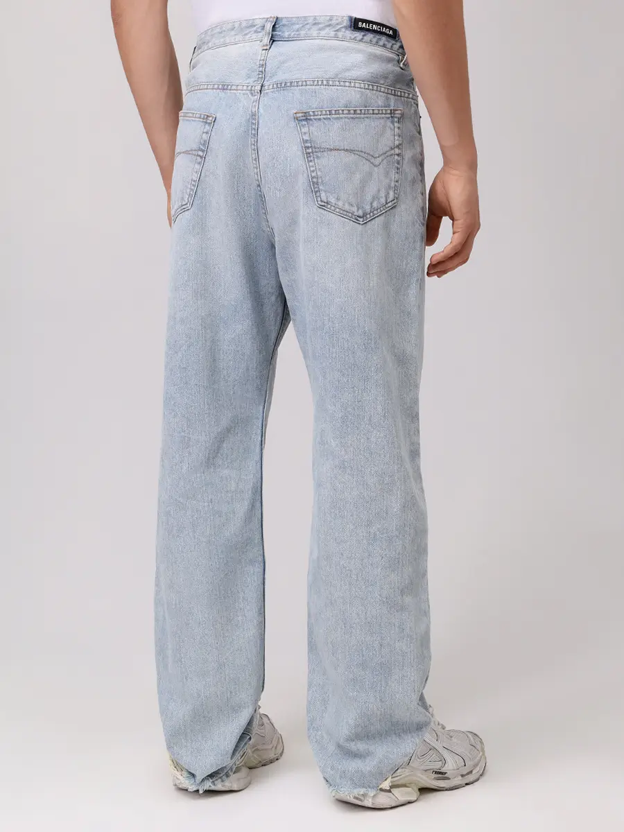 Джинсы Regular Fit хлопковые BALENCIAGA 810786TRW55 6185 Голубой  Фото 3