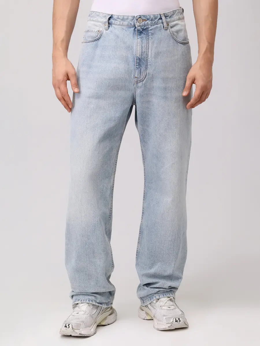 Джинсы Regular Fit хлопковые BALENCIAGA 810786TRW55 6185 Голубой  Фото 4