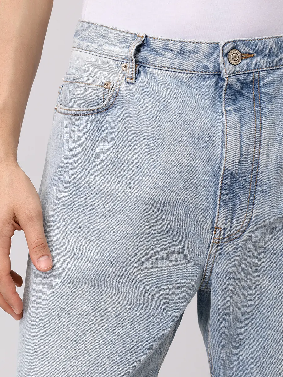 Джинсы Regular Fit хлопковые BALENCIAGA 810786TRW55 6185 Голубой  Фото 5