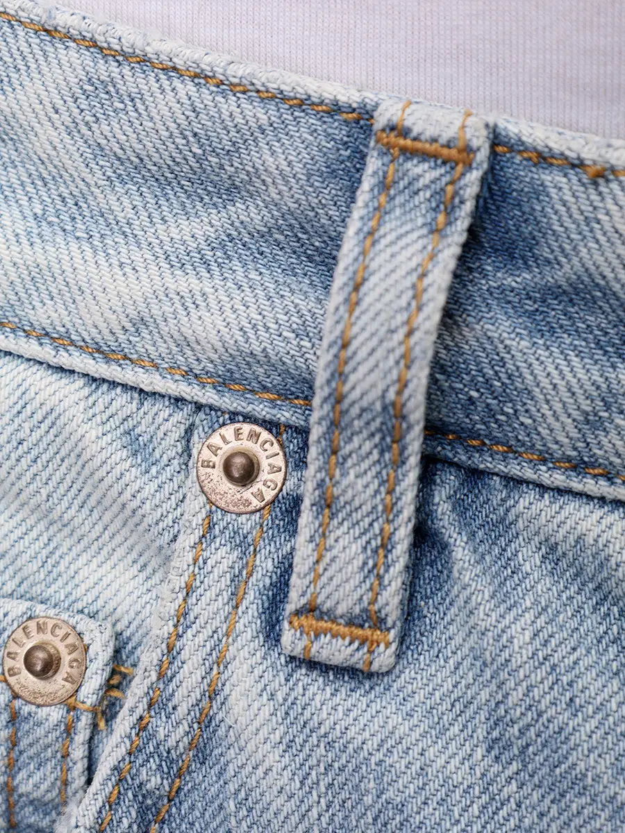 Джинсы Regular Fit хлопковые BALENCIAGA 810786TRW55 6185 Голубой  Фото 6