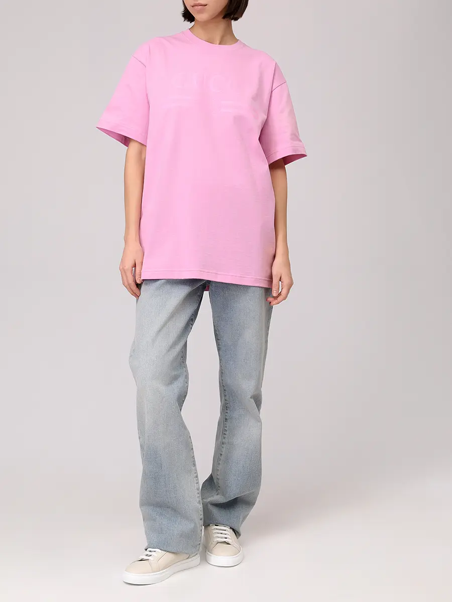 Футболка хлопковая GUCCI 788093XJG5R5967 Розовый  Фото 2