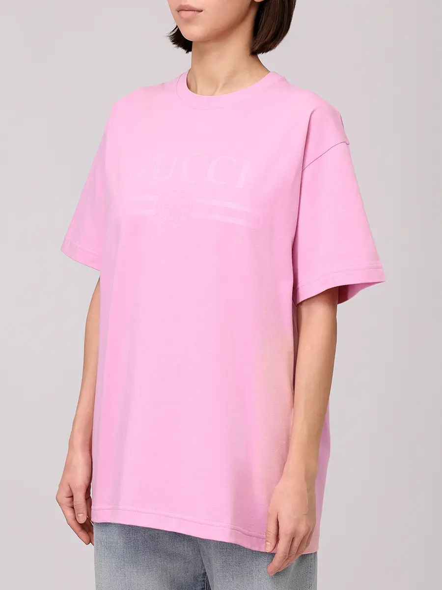 Футболка хлопковая GUCCI 788093XJG5R5967 Розовый  Фото 4