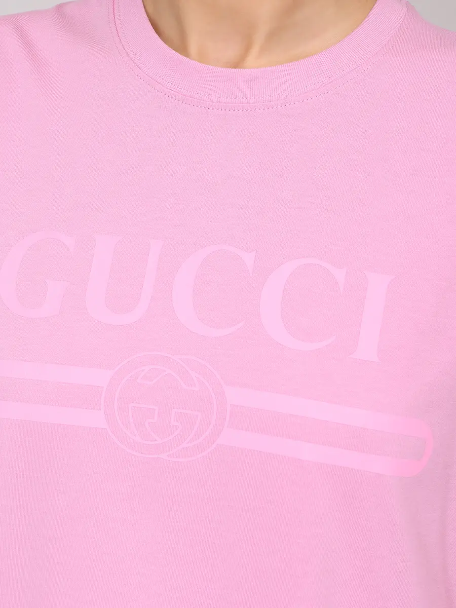 Футболка хлопковая GUCCI 788093XJG5R5967 Розовый  Фото 5