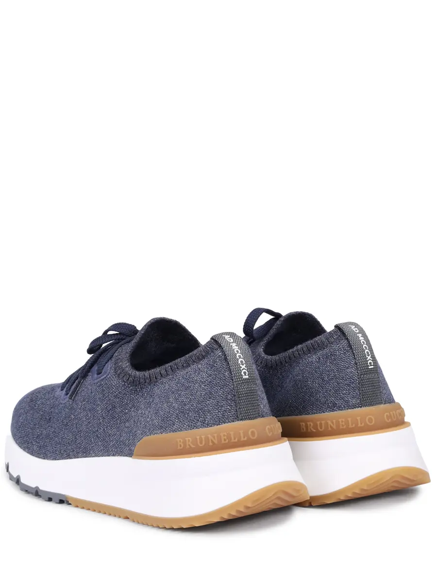 Кроссовки текстильные BRUNELLO CUCINELLI MZUKISO250 CO250 Синий  Фото 4