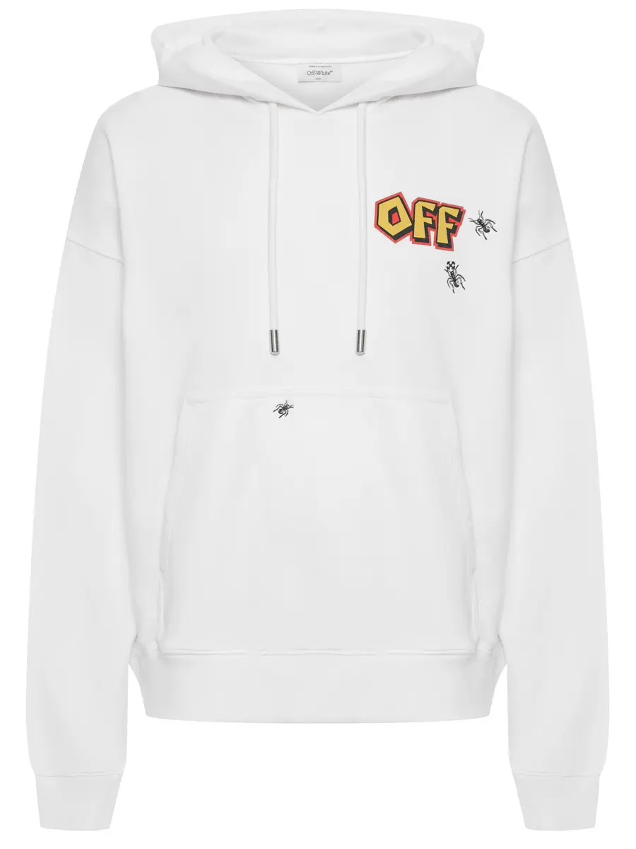 Худи хлопковое OFF-WHITE OMBB085S25FLE00E0115 Белый 
