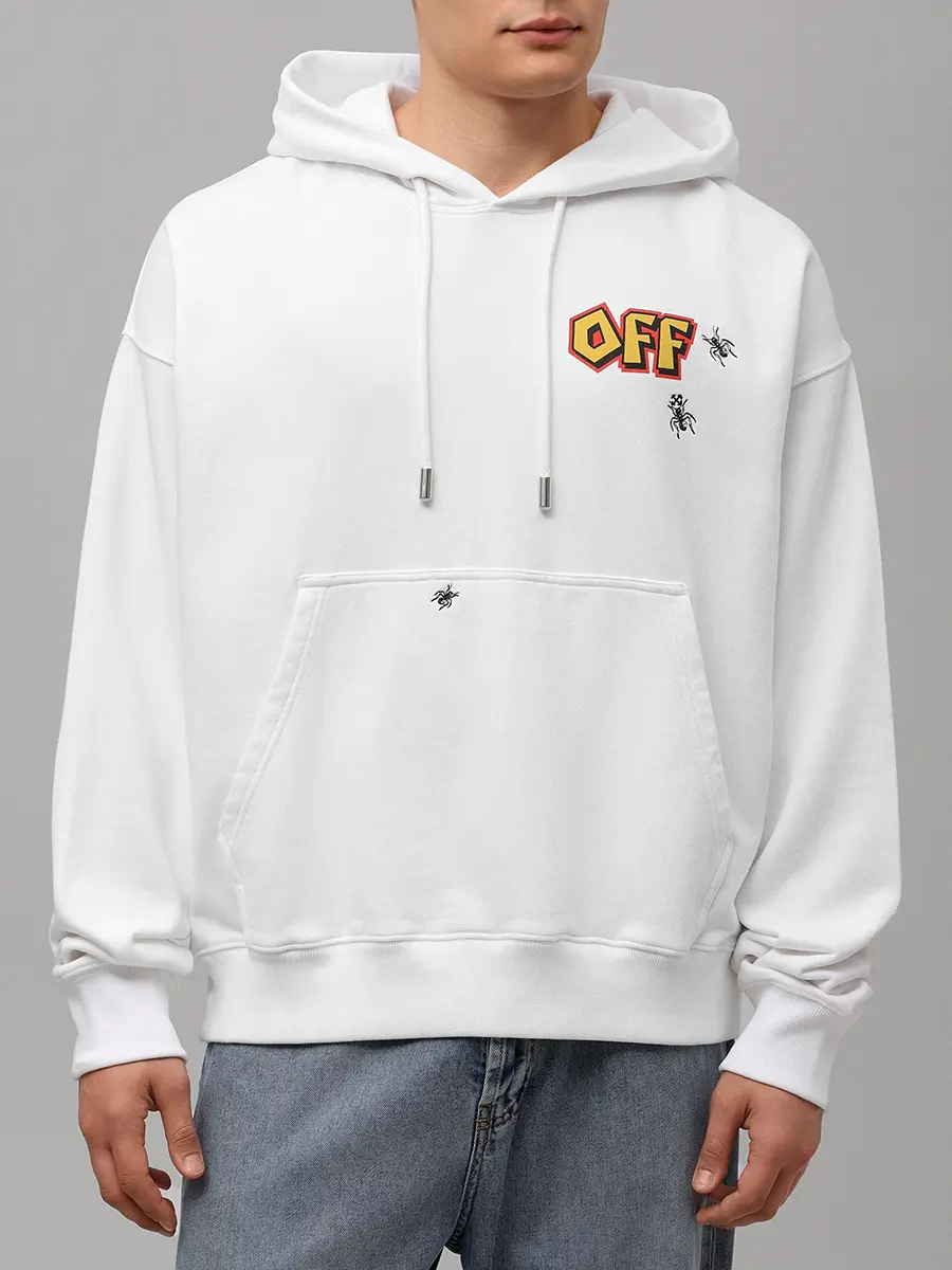 Худи хлопковое OFF-WHITE OMBB085S25FLE00E0115 Белый  Фото 4