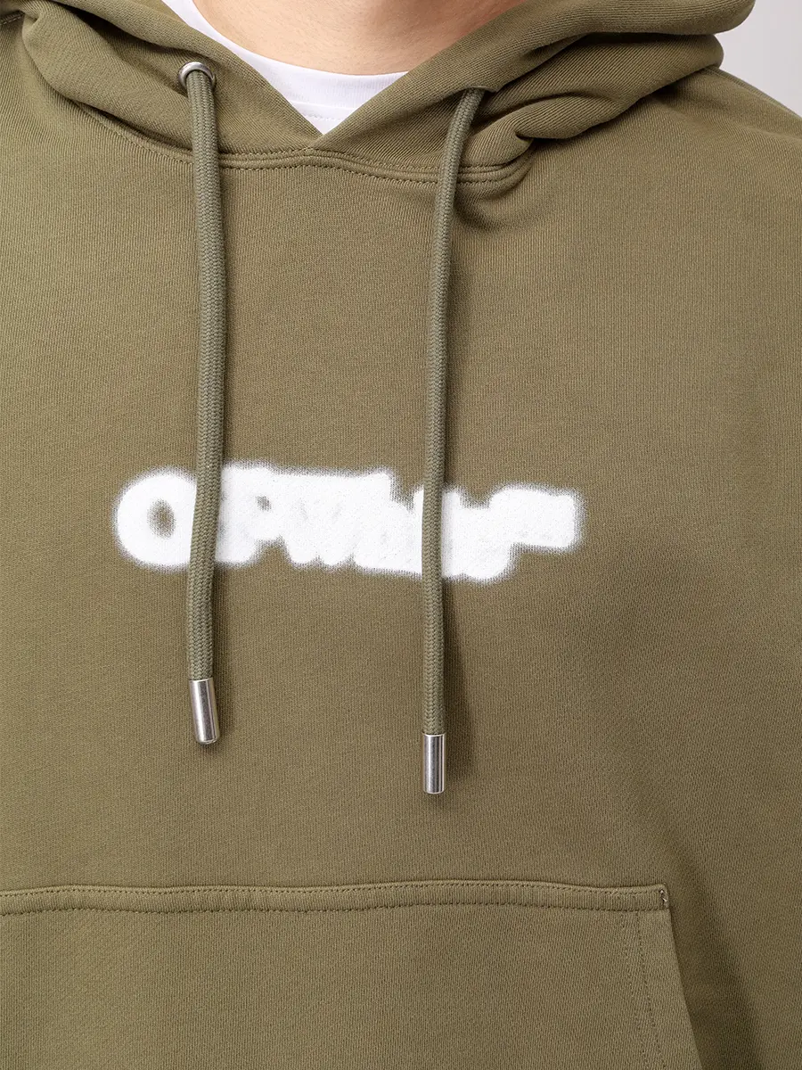 Худи хлопковое OFF-WHITE OMBB085S25FLE00I5601 Хаки  Фото 5