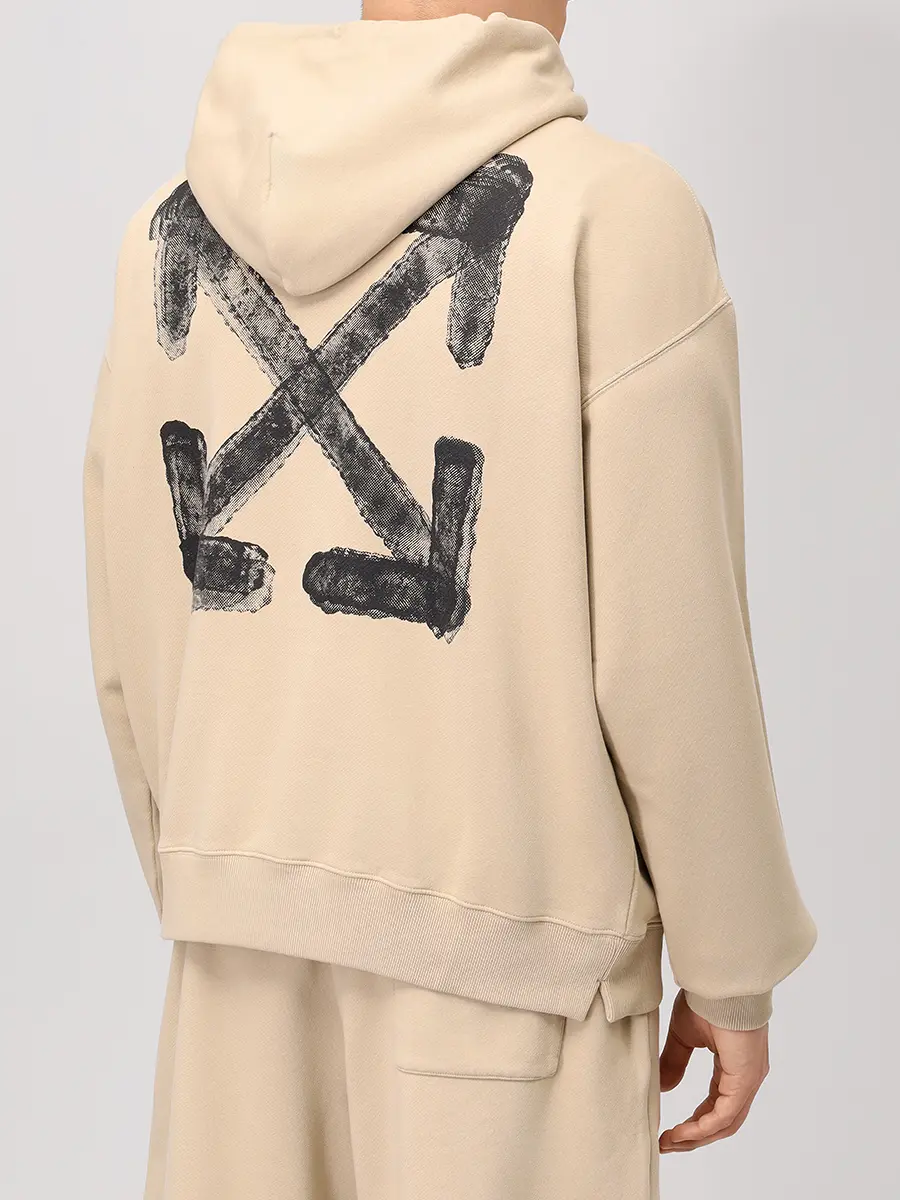 Худи хлопковое OFF-WHITE OMBB085S25FLE00I6110 Бежевый  Фото 3