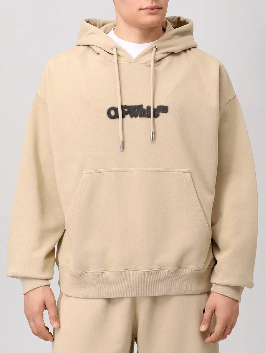 Худи хлопковое OFF-WHITE OMBB085S25FLE00I6110 Бежевый  Фото 4