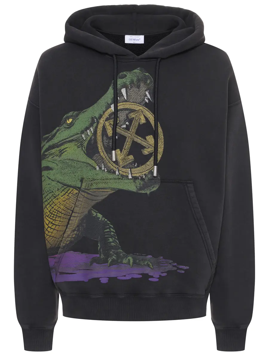 Худи хлопковое Croco Skate OFF-WHITE OMBB085S25FLE0071301 Принт 