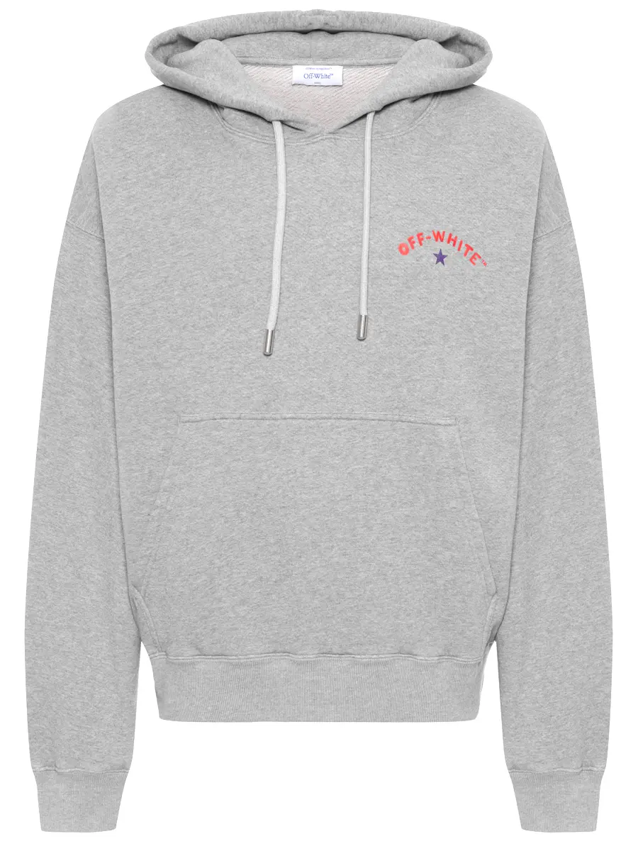 Худи хлопковое OFF-WHITE OMBB085S25FLE00D0810 Серый 