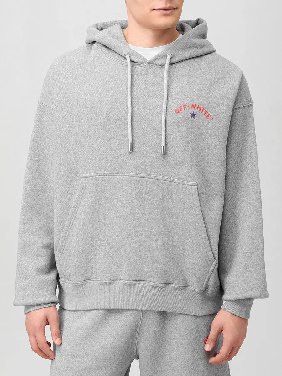 Худи хлопковое OFF-WHITE OMBB085S25FLE00D0810 Серый  Фото 4